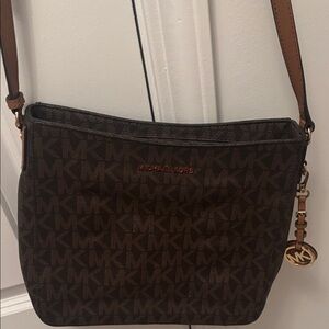 Michael Kors Dark Brown Crossbody Bag with Logo Charm Michael Kors, Crossbody